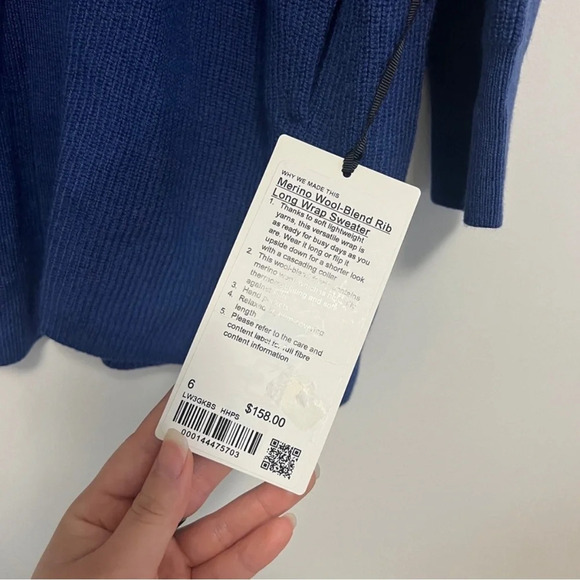 🆕💙 Lululemon Merino Wool Blend Rib Long Wrap Sweater - Heathered Psychic - Picture 3 of 5